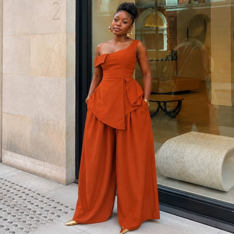 Blouse Off Shoulder - 新デザインのアフリカンファッション、女性用ツーピースセット、オフショルダーフリル付きパッチワークロングブラウストップとワイドレッグパンツセット
