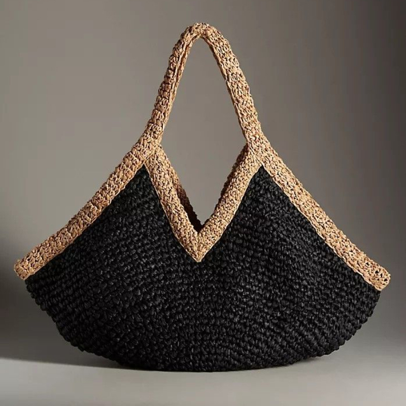 Crochet Bag Raffia - 夏の新作手織りハンドバッグ大容量ビーチバケーションショルダーバッグファッション多用途女性用サンドバッグストローバッグ