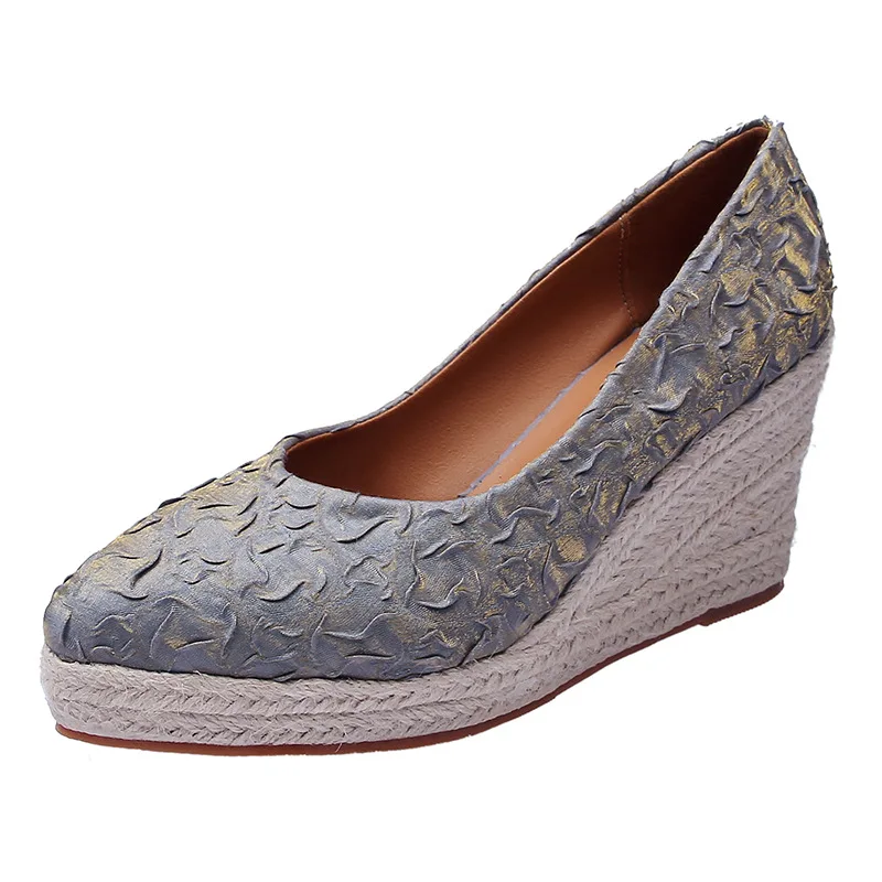 8cmヒール、サイズ34-42、通気性のある快適な花柄プリン - Wedge Espadrille Women のレビューと価格