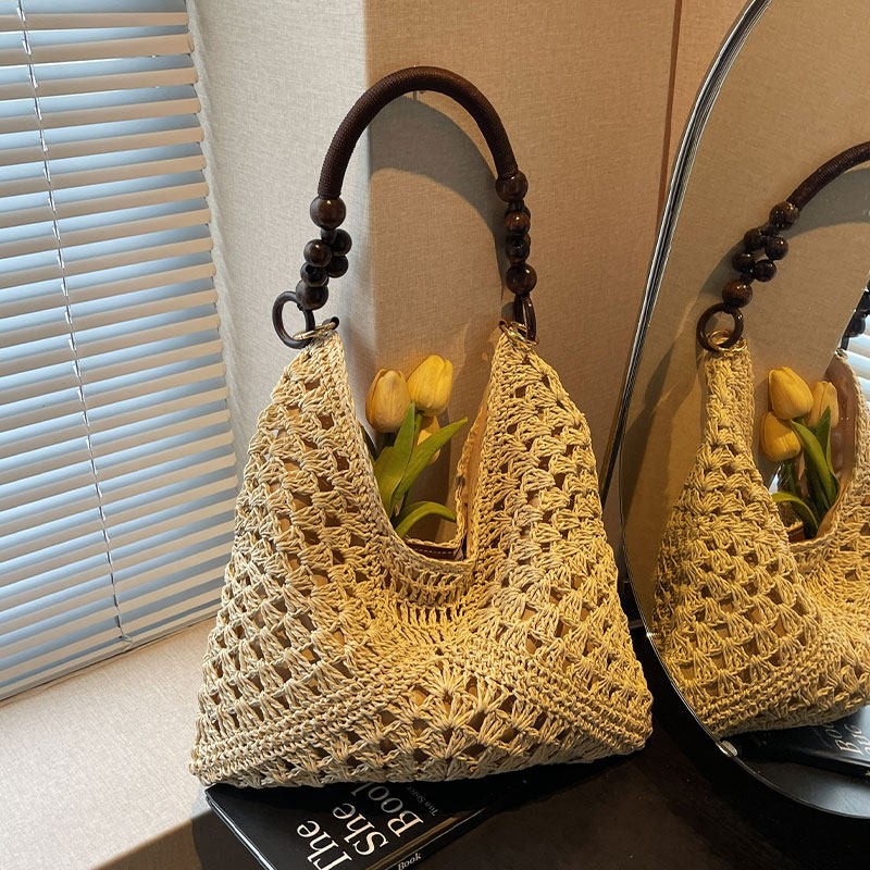 ビーチバケーションスタイル 大容量 ストロー織り ショルダー - Tote Bag Beach のレビューと価格