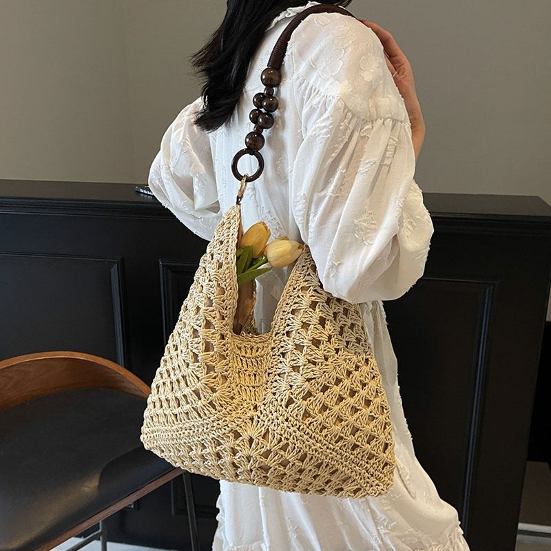 ビーチバケーションスタイル 大容量 ストロー織り ショルダー - Tote Bag Beach のレビューと価格