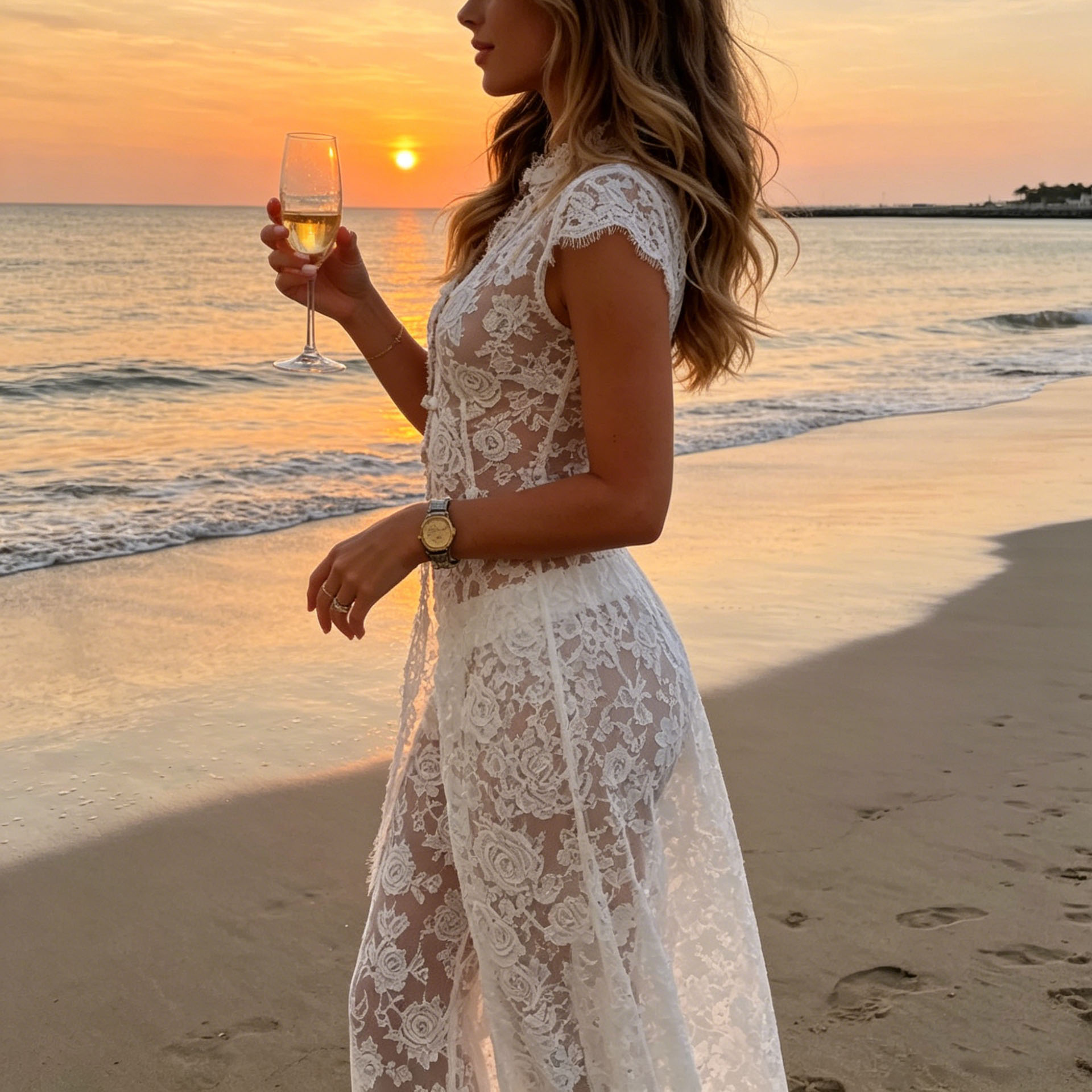 女性用、白、透け感のある花柄レースのツーピースセット。袖なし - Kimono Sheer Floral のレビューと価格