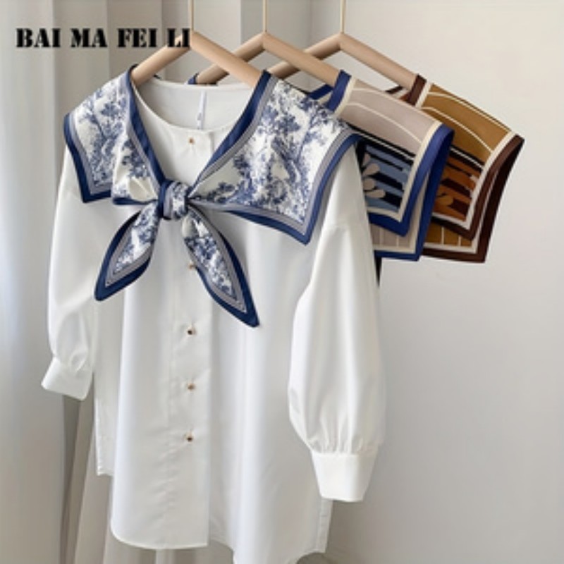女性用多機能シルクスカーフ 春夏秋 ファッションシャツ襟飾り - Blouse Off Shoulder のレビューと価格