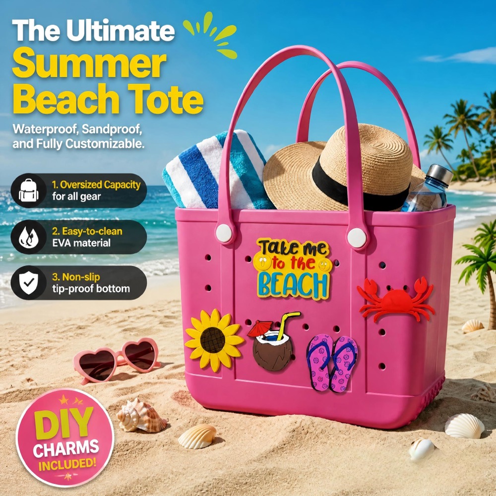 レディース用、大容量のEVA製ビーチハンドバッグ。砂がつきに - Tote Bag Beach のレビューと価格