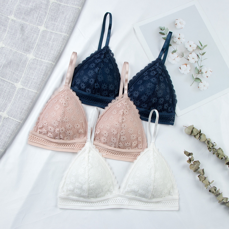 セクシーな花レースのブラジャートップ女性のためのプッシュアッ - Bralette Triangle Set のレビューと価格