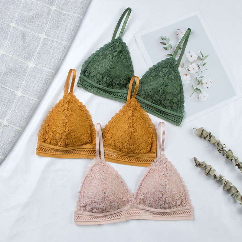 セクシーな花レースのブラジャートップ女性のためのプッシュアッ - Bralette Triangle Set のレビューと価格