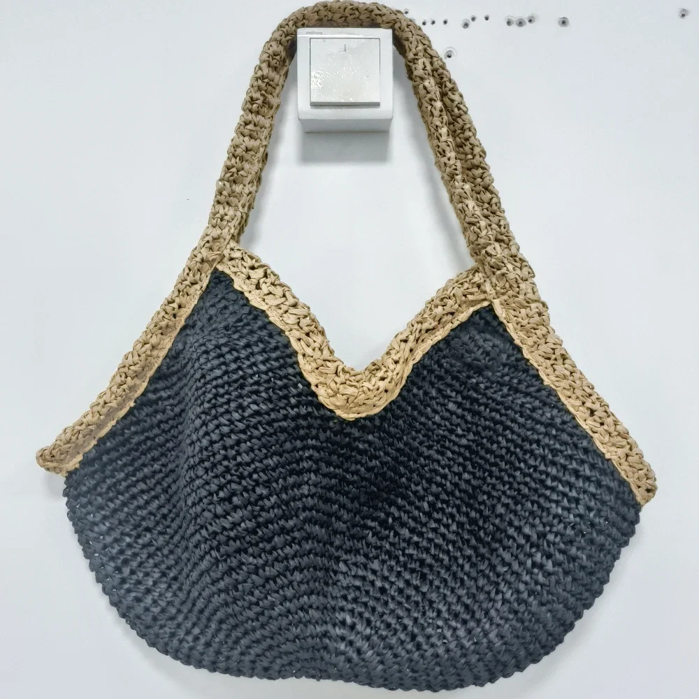 夏の新作手織りハンドバッグ大容量ビーチバケーションショルダー - Crochet Bag Raffia のレビューと価格