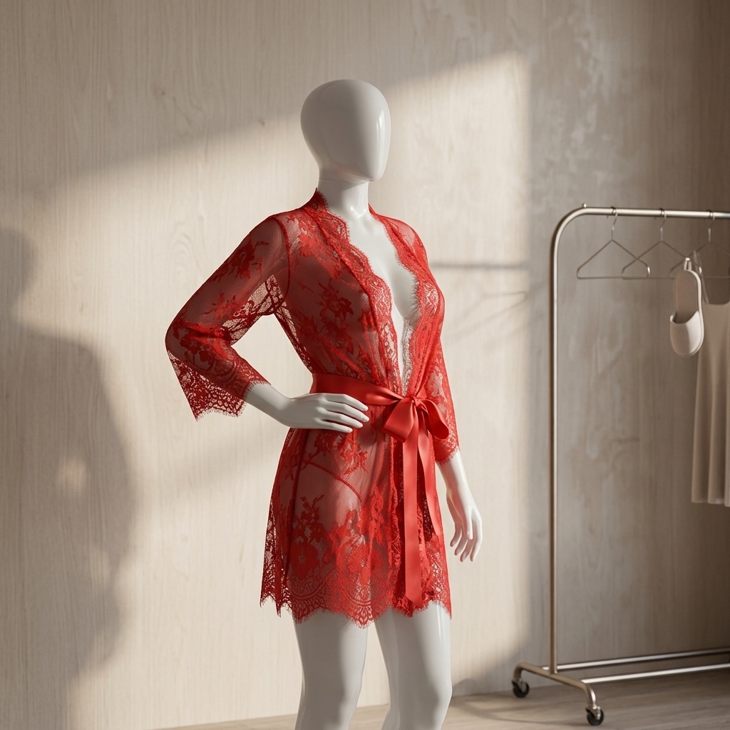 女性用、透け感のある花柄レースのランジェリーローブ。スカロッ - Kimono Sheer Floral のレビューと価格